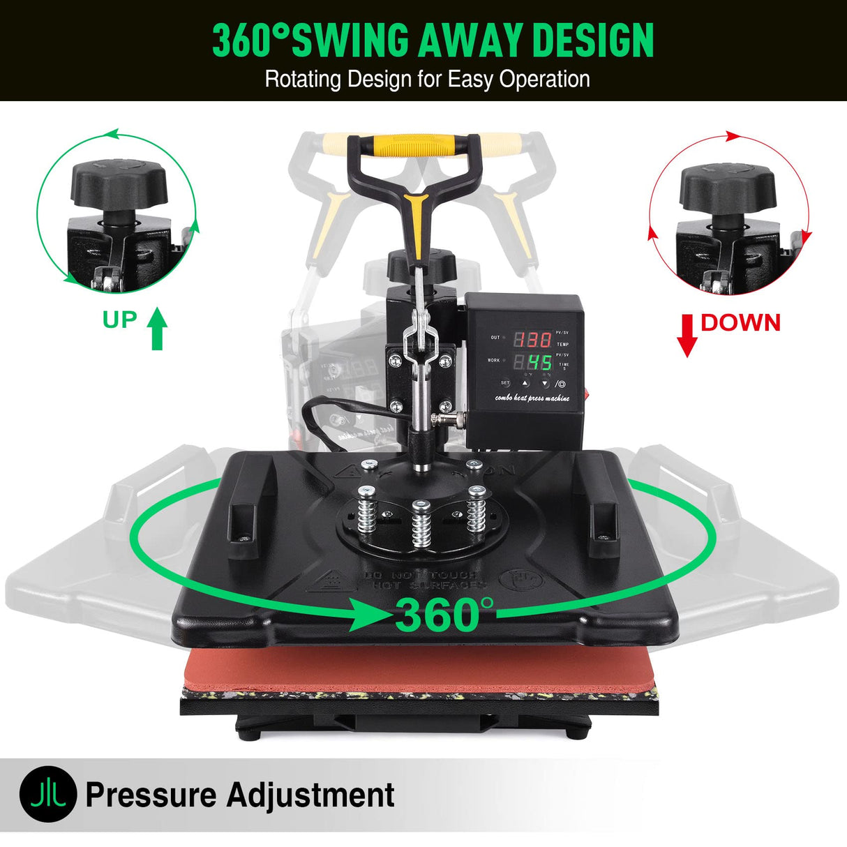 Slendor Heat Press 12x15 inch 8 in 1 Heat Press Machine 360-Degree Swing Away Digital T Shirt Pressing Machine Multifunction Sublimation Combo for T Slendor
