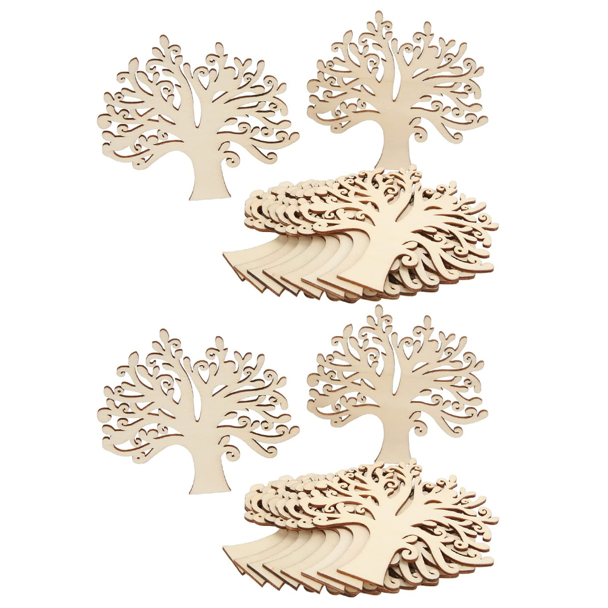 20pcs Blank Wooden Family Tree, Wood Cutout Unfinished Wood Crafts Tree Embellishments for Family Tree Weddings Christmas Ornaments HERCHR