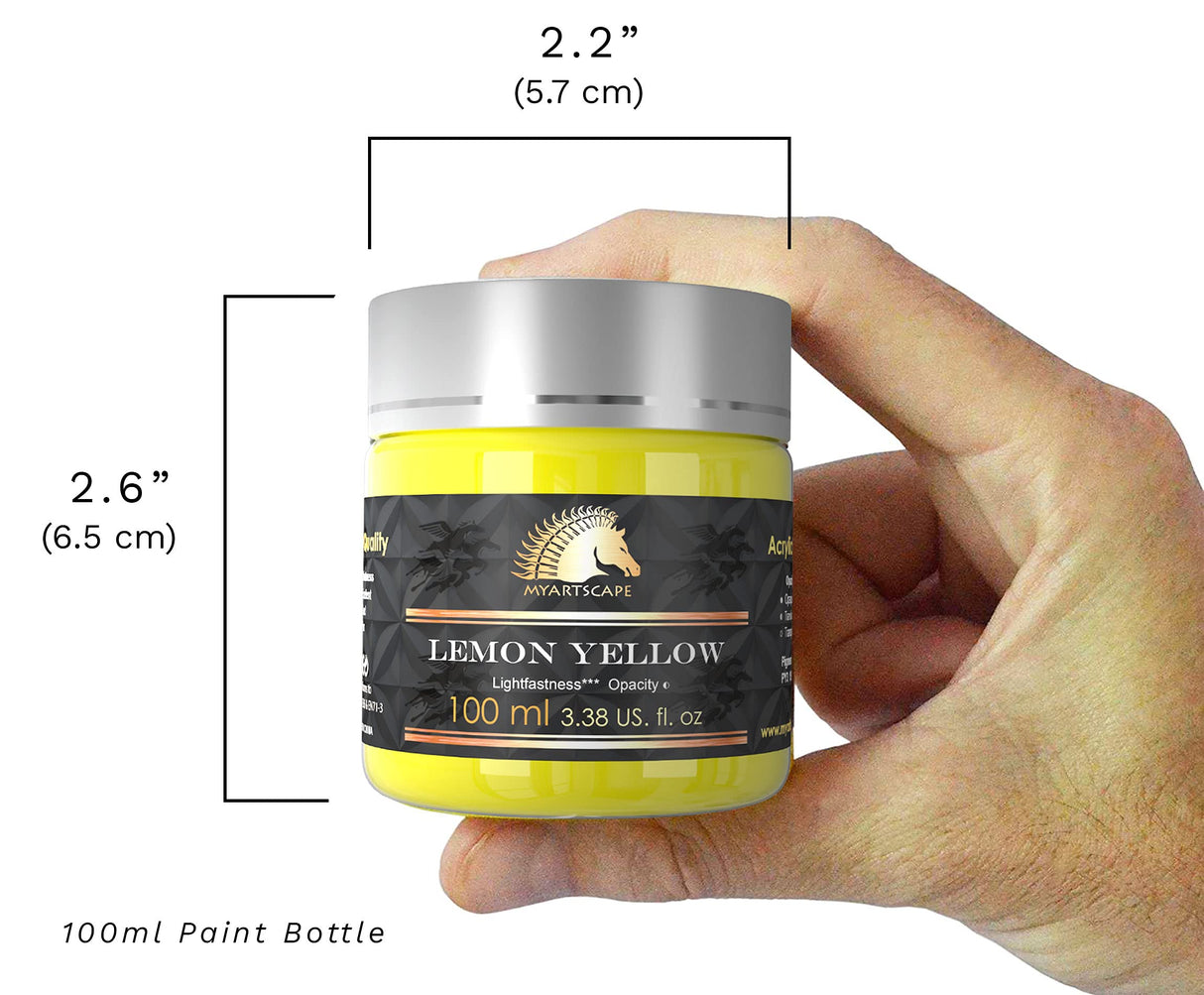 MyArtscape Acrylic Paint Set - 12 x 100ml Bottles - Artist Quality Paints - Lightfast - Heavy Body - Highly Pigmented Colors with Great Coverage - MyArtscape