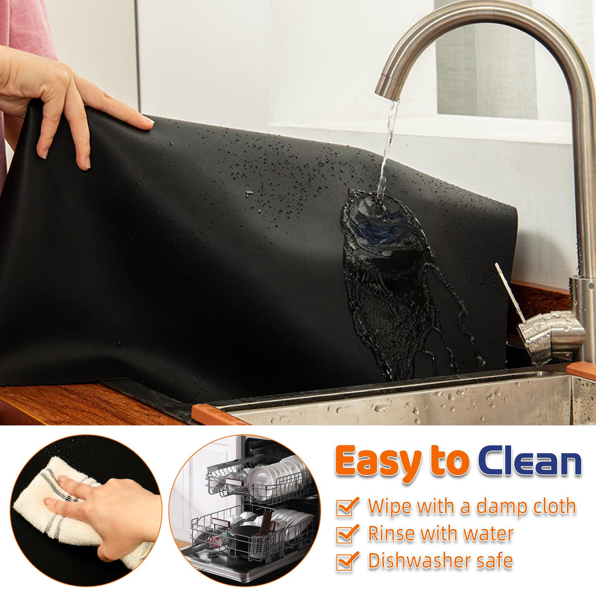 Warome Silicone Mat,78.7”x 23.6” Heat Resistant Mats for Countertop,Extra Large Countertop Protector Mat, Multi-functional Cuttable Kitchen Counter Warome