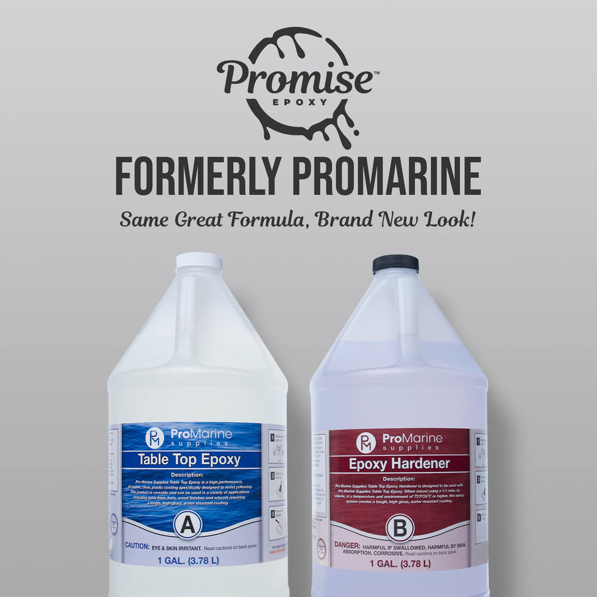 Epoxy Resin Promise Epoxy-Clear Coat Table Top | 2-Part 2 Gal (1 Gal Epoxy Resin & 1 Gal Hardener Set)| Resin Epoxy Kit with Mixing Cups, Stir Pro Marine Supplies