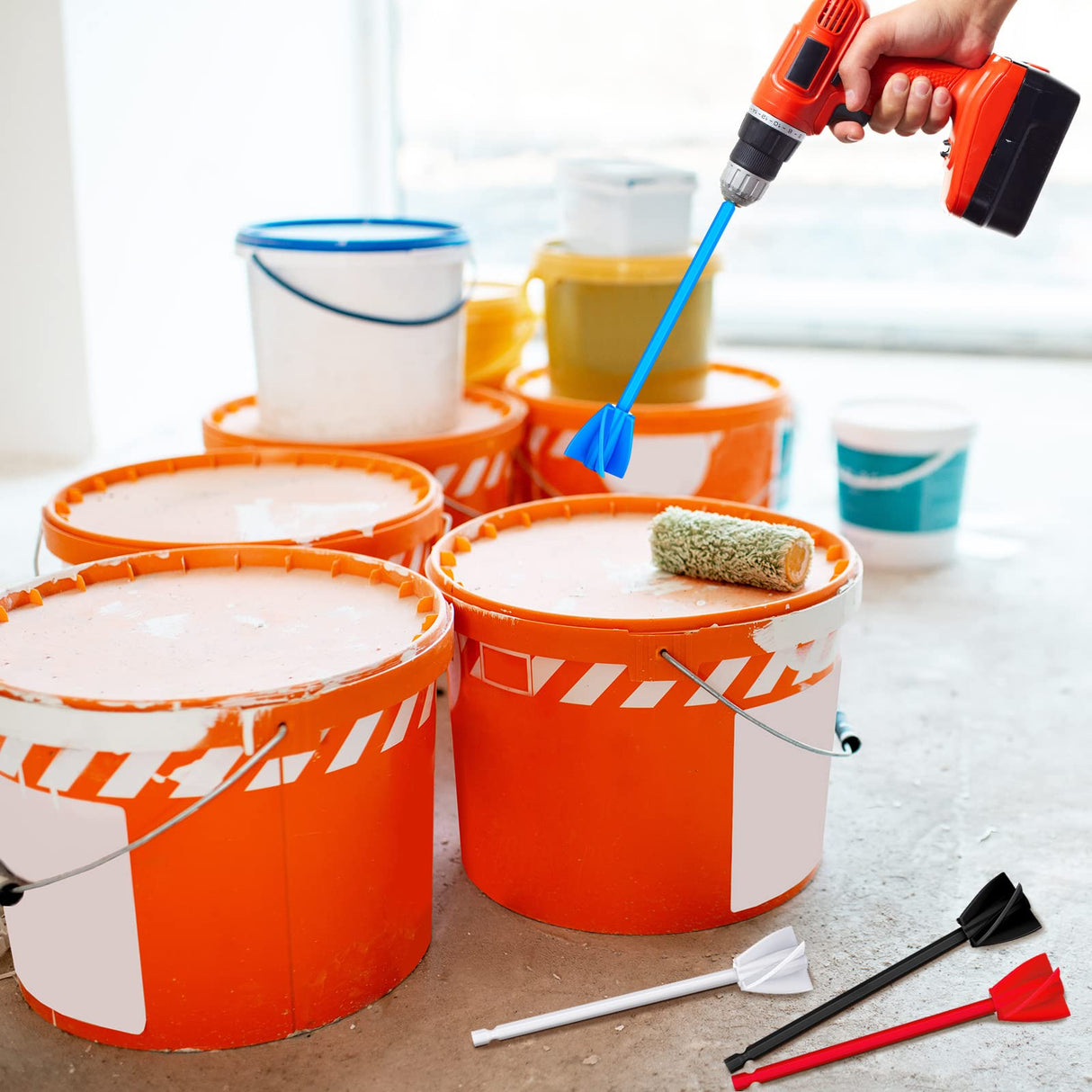 12 Pieces Paint Mixer Drill Attachment,Helix Paint Mixer Resin Drill Mixer Paint Stirrers Drill Attachment for 1 Gallon of Paint Epoxy Resin Silicone Lauwell