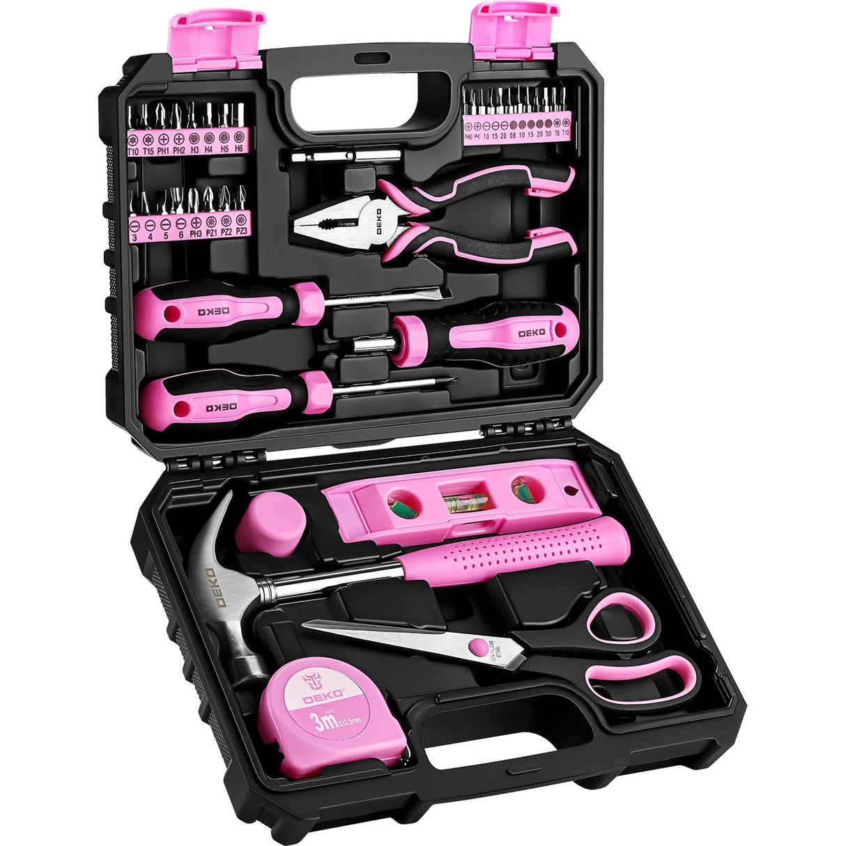 DEKOPRO Tool Set for Women: Pink Tool Set for Home Repair, Womens Tool Kit for All Purpose 42 Piece DEKOPRO