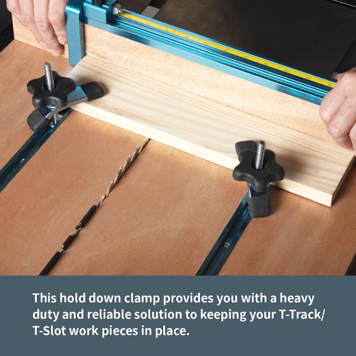 POWERTEC 71389 T-Track Mini Hold-Down Clamp, 3-5/8" L x 3/4" W – 2 Pack POWERTEC