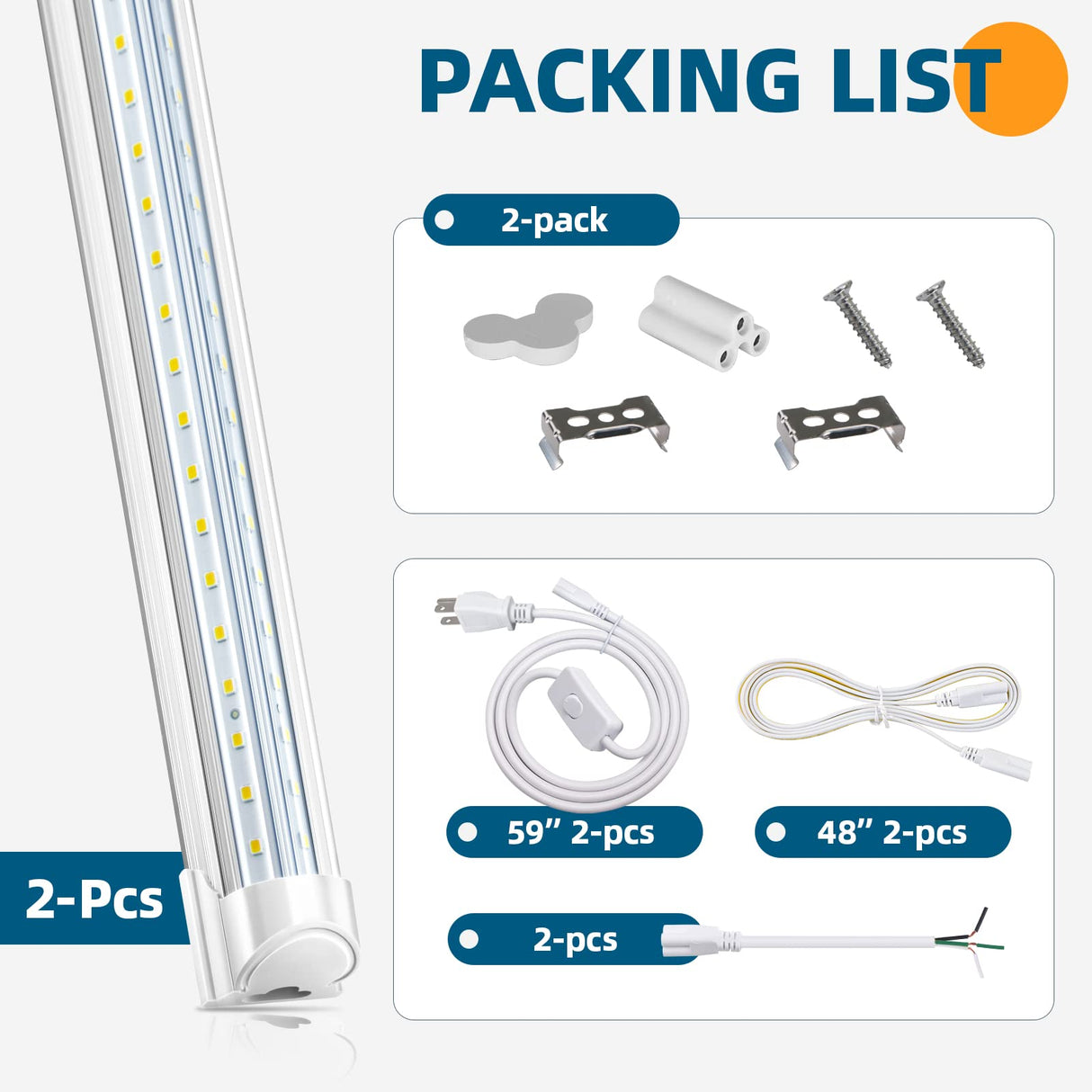 Barrina LED Shop Light 2ft, 20W 2500LM 5000K, T8 LED Light Fixture, Clear Cover, Ceiling and Utility Shop Light, Linkable Tube Lights, Shop Lights Barrina