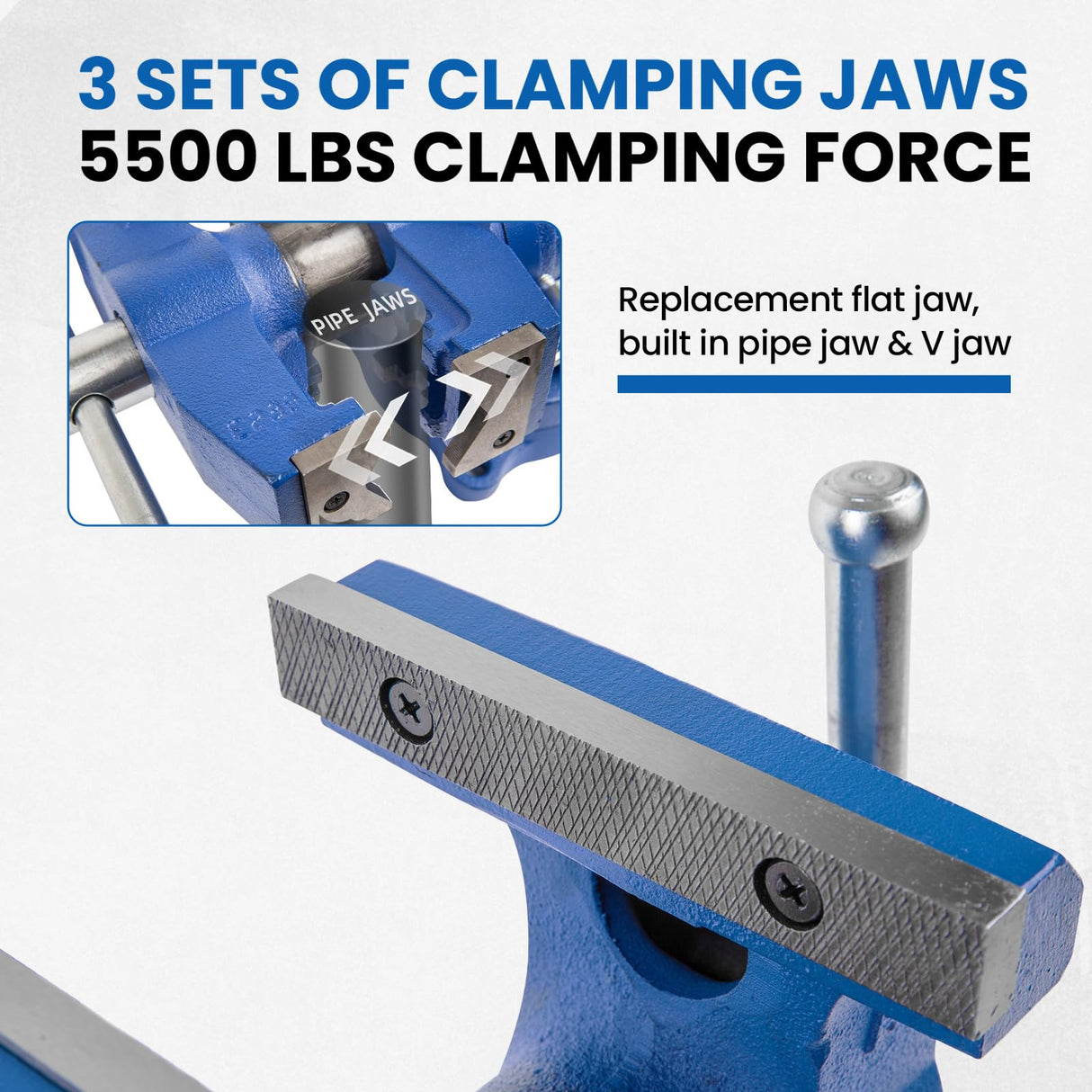 Forward DT08125A 5-Inch Heavy Duty Bench Vise 360-Degree Swivel Base and Head with Anvil (5", Ductile Iron) Forward