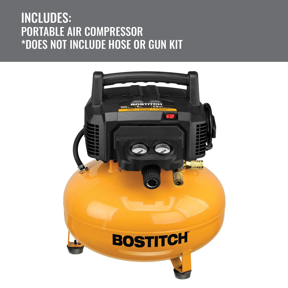 BOSTITCH Air Compressor Kit, Oil-Free, 6 Gallon, 150 PSI (BTFP02012-WPK) BOSTITCH