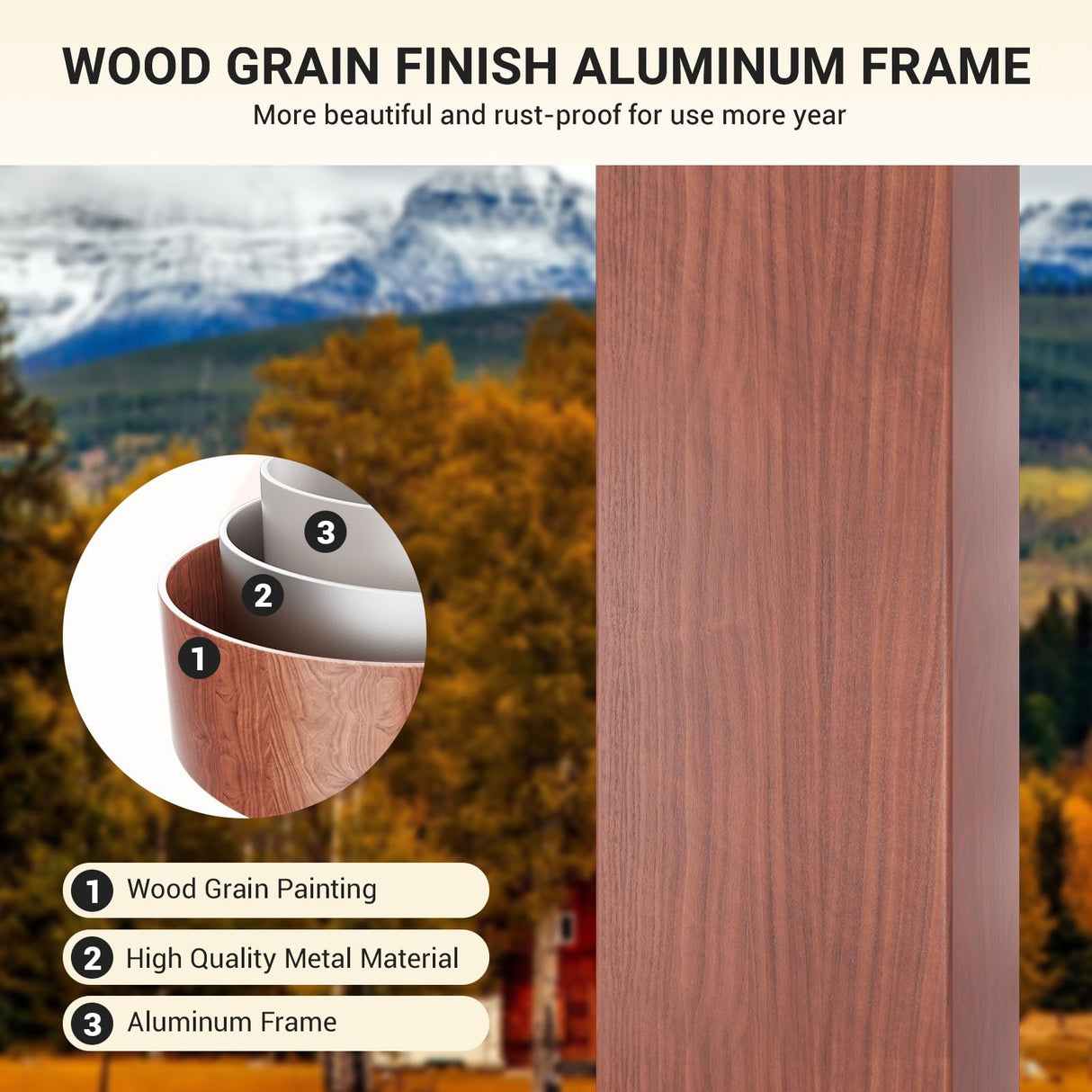 VONZOY Hardtop Gazebo 12x16, Wooden Coated Outdoor Gazebo with Galvanized Steel Double Roof, Aluminum Frame Pavilion, Pergola for Patio Lawn, VONZOY