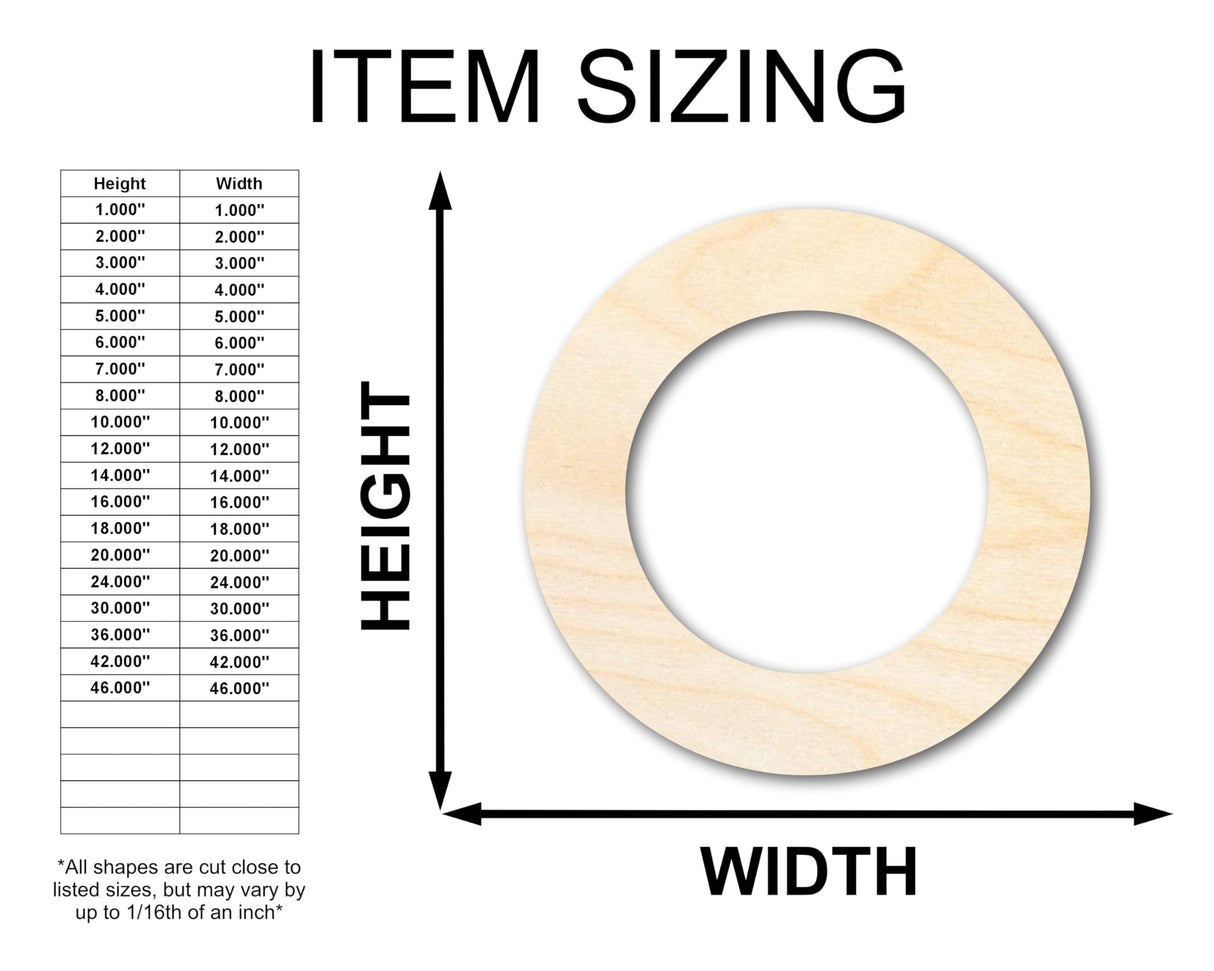 Unfinished Wood Wreath Blank Shape | Craft Cutout | up to 36" DIY 24" / 1/8" 24 Hour Crafts