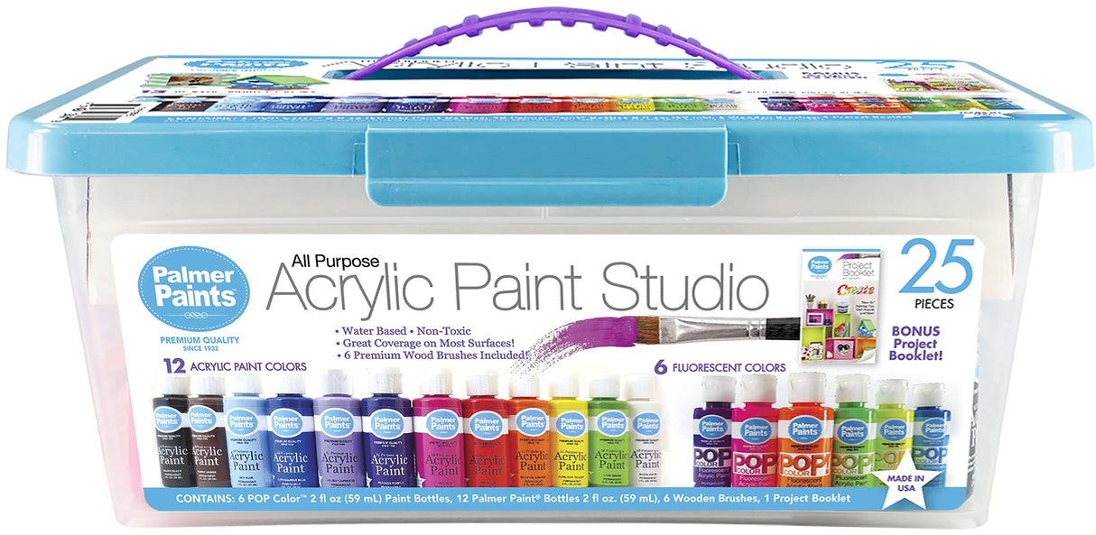 Palmer Paints Acrylic Paint Studio 25 Piece Set with Paints and Brushes Cra-Z-Art