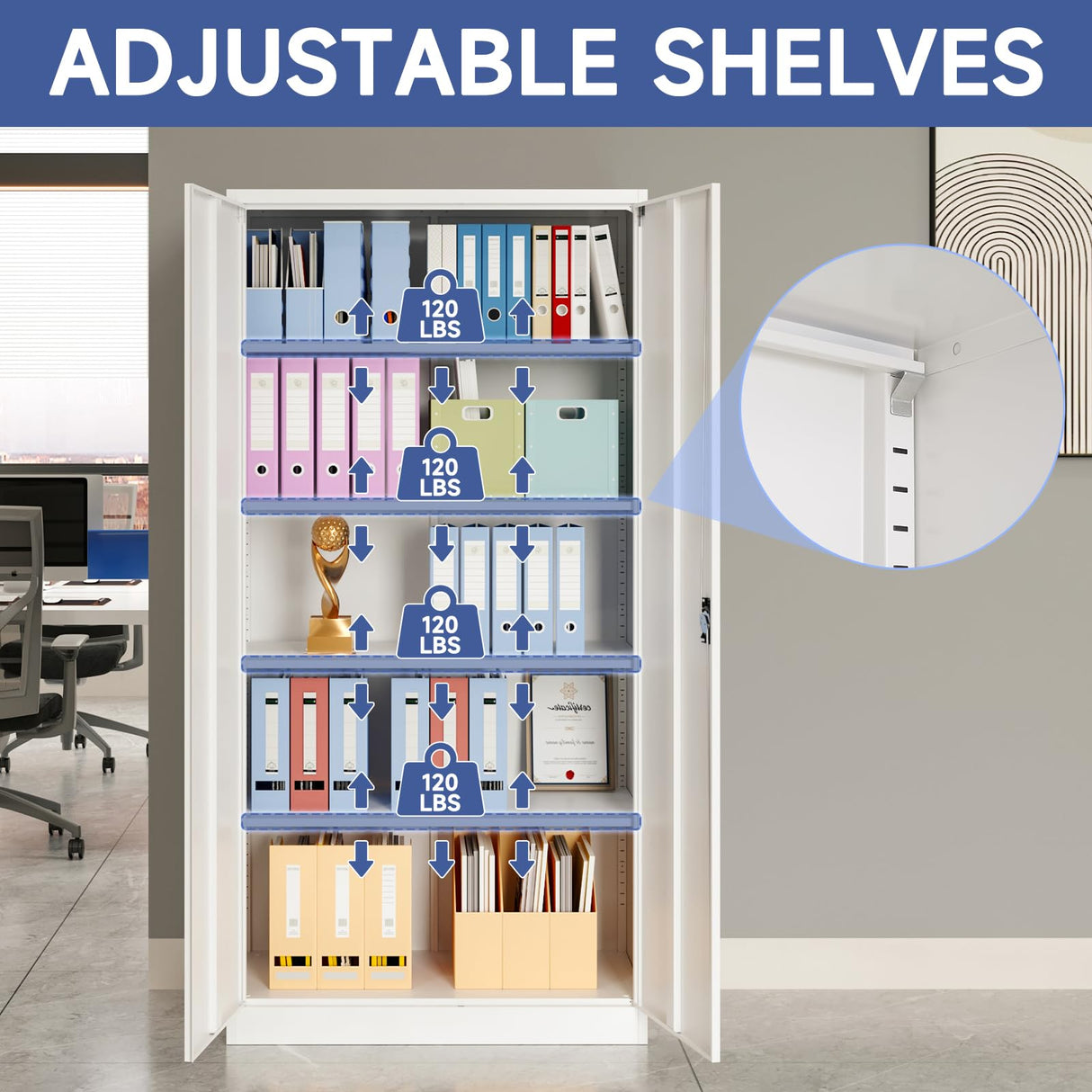 Anxxsu Metal Storage Cabinet with 2 Doors and 4 Adjustable Shelves, 71" Steel Garage Storage Cabinet, Locking Tool Cabinets for Office, Anxxsu