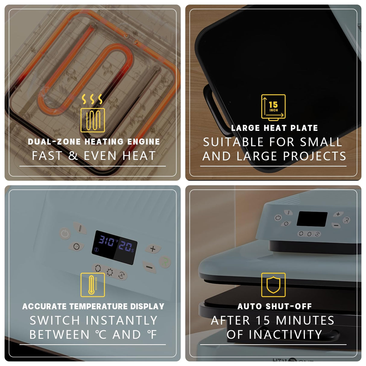 HTVRONT Auto Heat Press Machine for T Shirts - Heat Press 15x15 with Auto Release - Heats Up Fast & Distribute Heat Evenly, Intelligent Heat Press HTVRONT