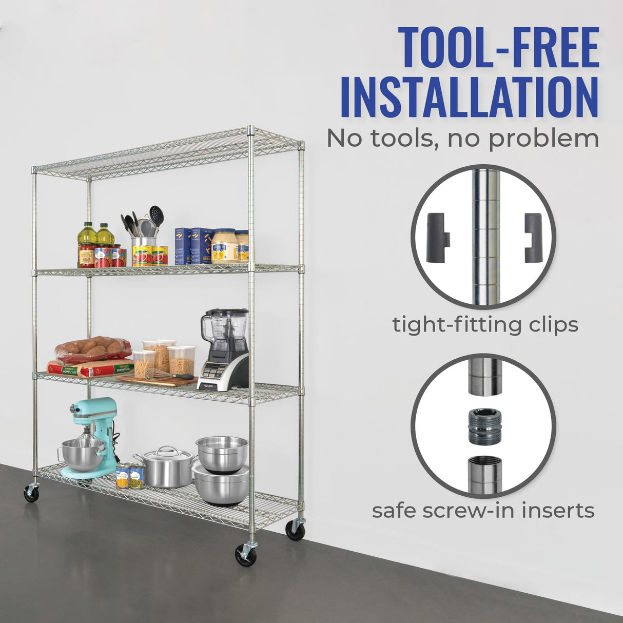 Heavy-Duty NSF Certified Metal Wire Shelving Unit with Wheels and Adjustable Feet by SafeRacks SafeRacks