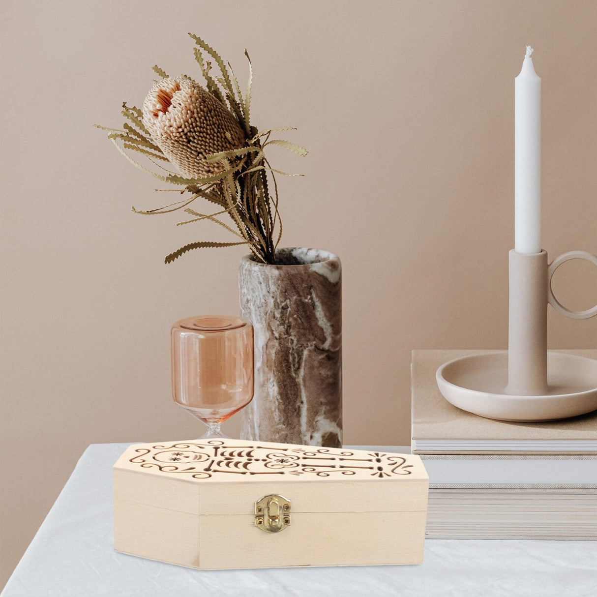 GANAZONO Unfinished Wood Coffin Halloween Coffin Box Small Unfinished Wood Funeral Coffin with Hinged Lid DIY Keepsake Casket Coffin Treat Box for GANAZONO