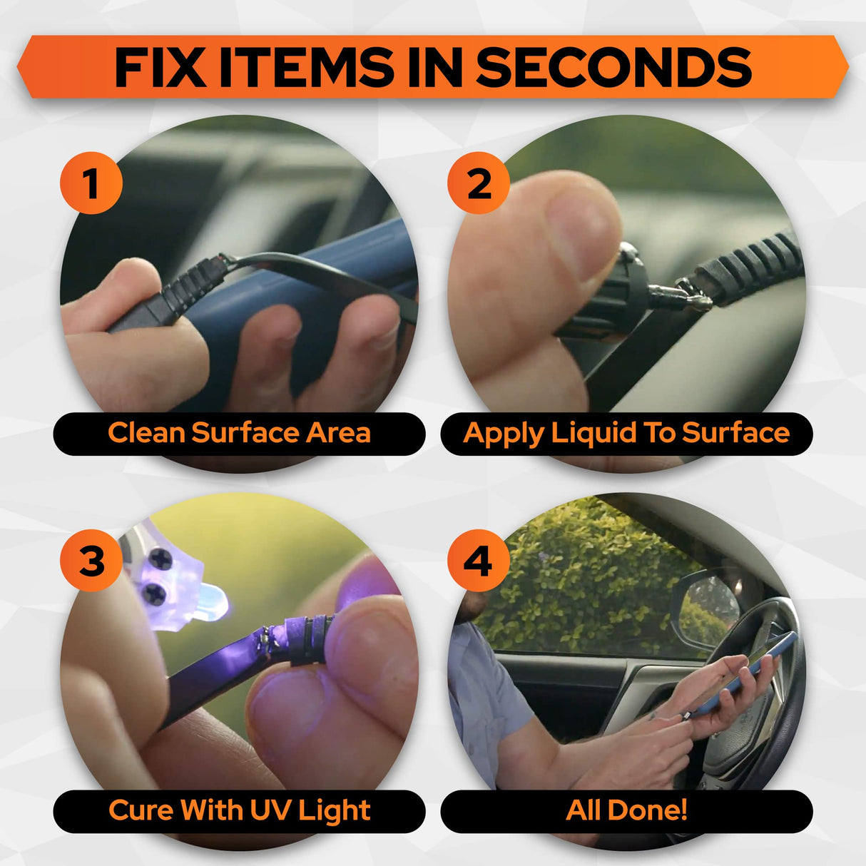 Bondic UV Liquid Plastic Welder, Super Glue, Cures Quickly, UV Resin Kit with Light for Home, Plastic, Jewelry (LED Light & Liquid Cartridge in a Tin BONDIC