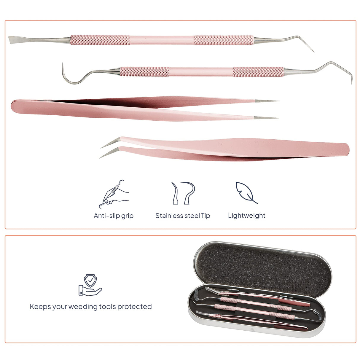 Premium Vinyl Weeding Tool Kit - Precision Stainless Steel Weeder - Hook and Pick with Fine Tweezers Crafting Set for Cricut Vinyl - by iVyne (Rose iVyne