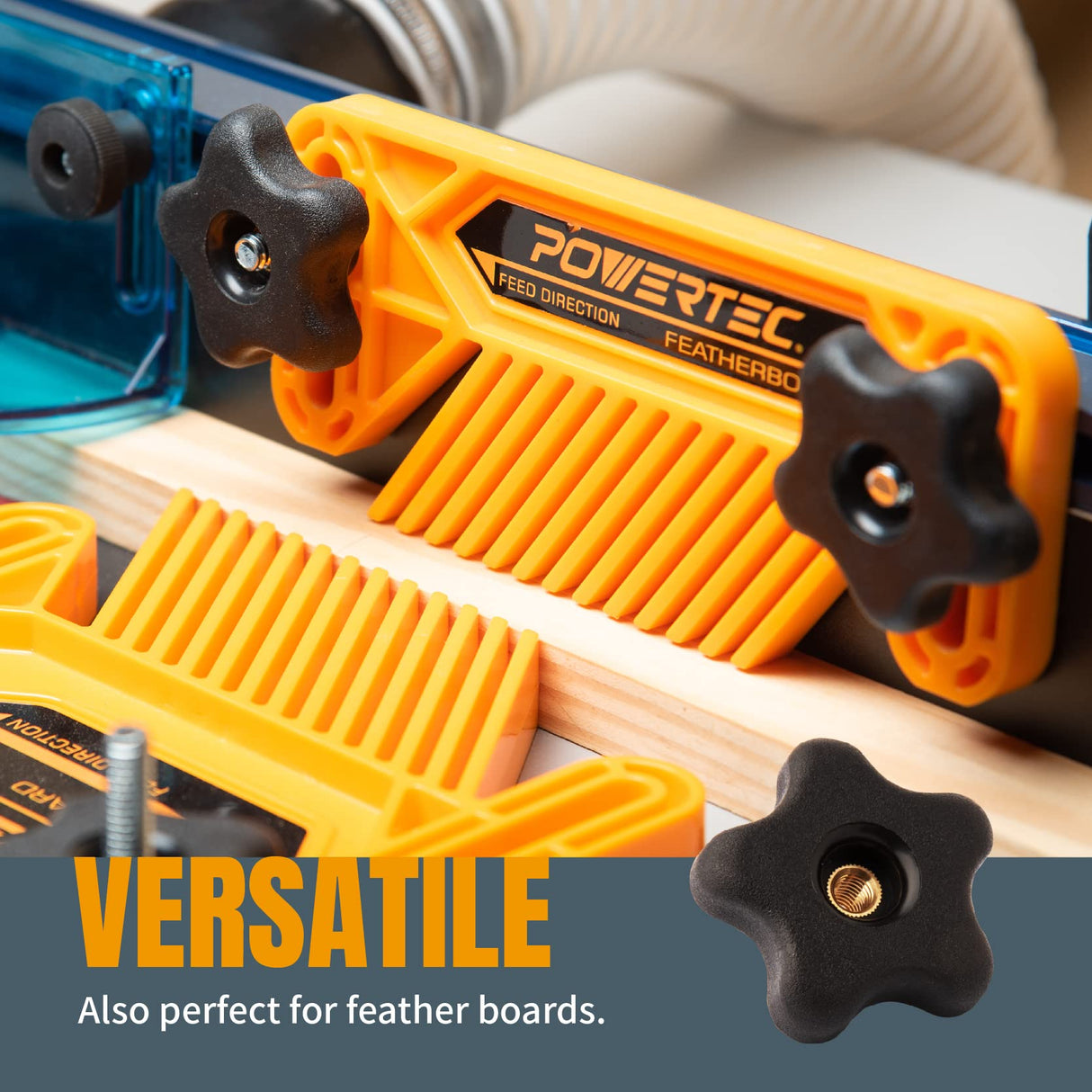 POWERTEC 71121 T Track Knob Kit w/ Threaded Knobs and 5/16”-18 T Slot Bolts, 16-Piece Set, T Track Accessories for Woodworking Jigs and Fixtures POWERTEC