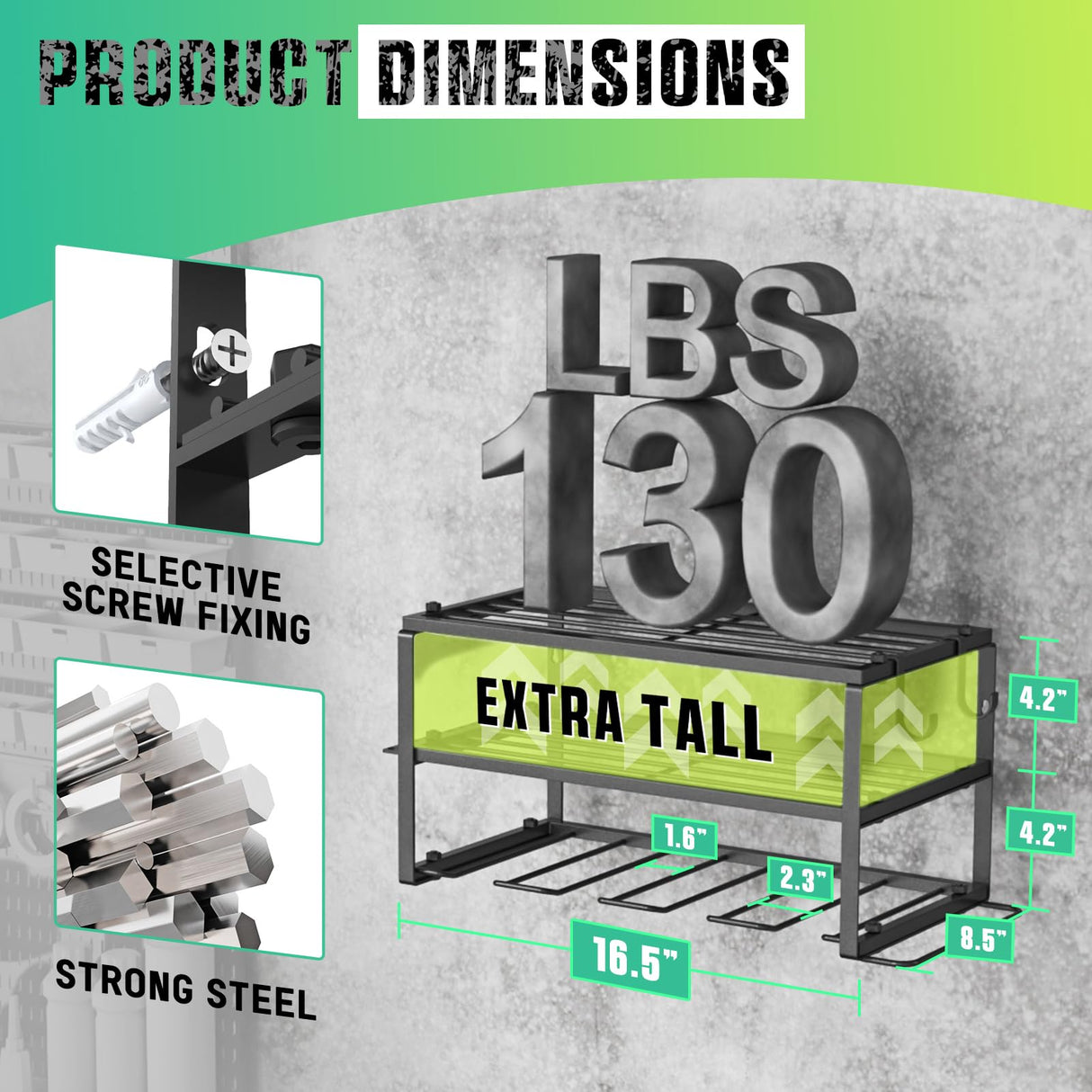 SUNALLY Power Tool Organizer, Power Drill Tool Holder, Heavy Duty Tool Shelf, 3 Layers Tool Rack Cordless Drill Holder, Floating Tool Shelf Wall SUNALLY