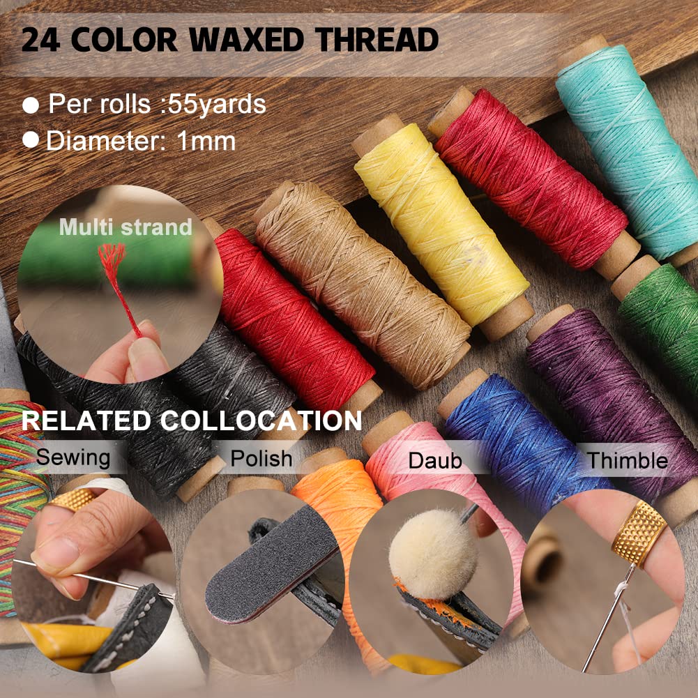 BUTUZE 440Pcs The Most Complete Leather Working Tool Set Punch Cutter Tools, Letter and Number Stamp Set, Stamping Set, Leather Apron, Tanned Leather BUTUZE