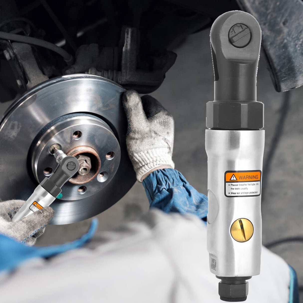 Honio Air Impact Wrench, 250rpm Air Ratchet Wrench 1/4 Inch Professional Mini for Maintenance for Repair(1/4" square head) Honio