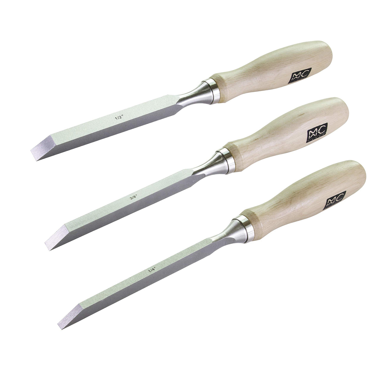 Professional Woodworking Cabinetmakers Mortise Chisel set Chrome-Vanadium Steel with Hornbeam Handles for Carpentry, Woodworking, Carving, Craftsman, MKC