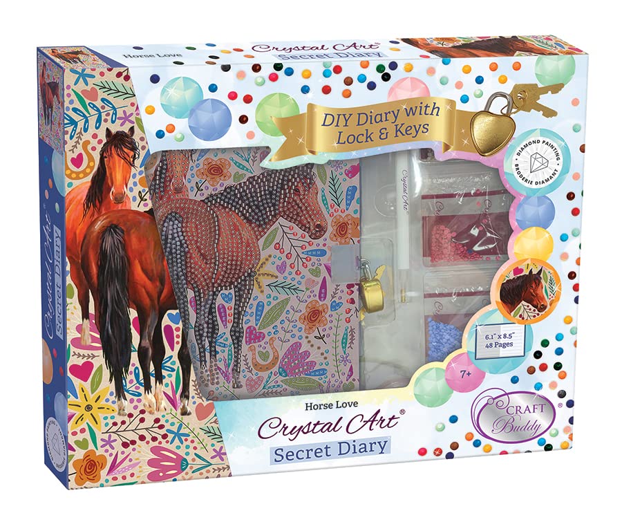 Crystal Art Secret Diary - Horse Love - Diamond Painting Kit for Ages 8 and Up Crystal Art