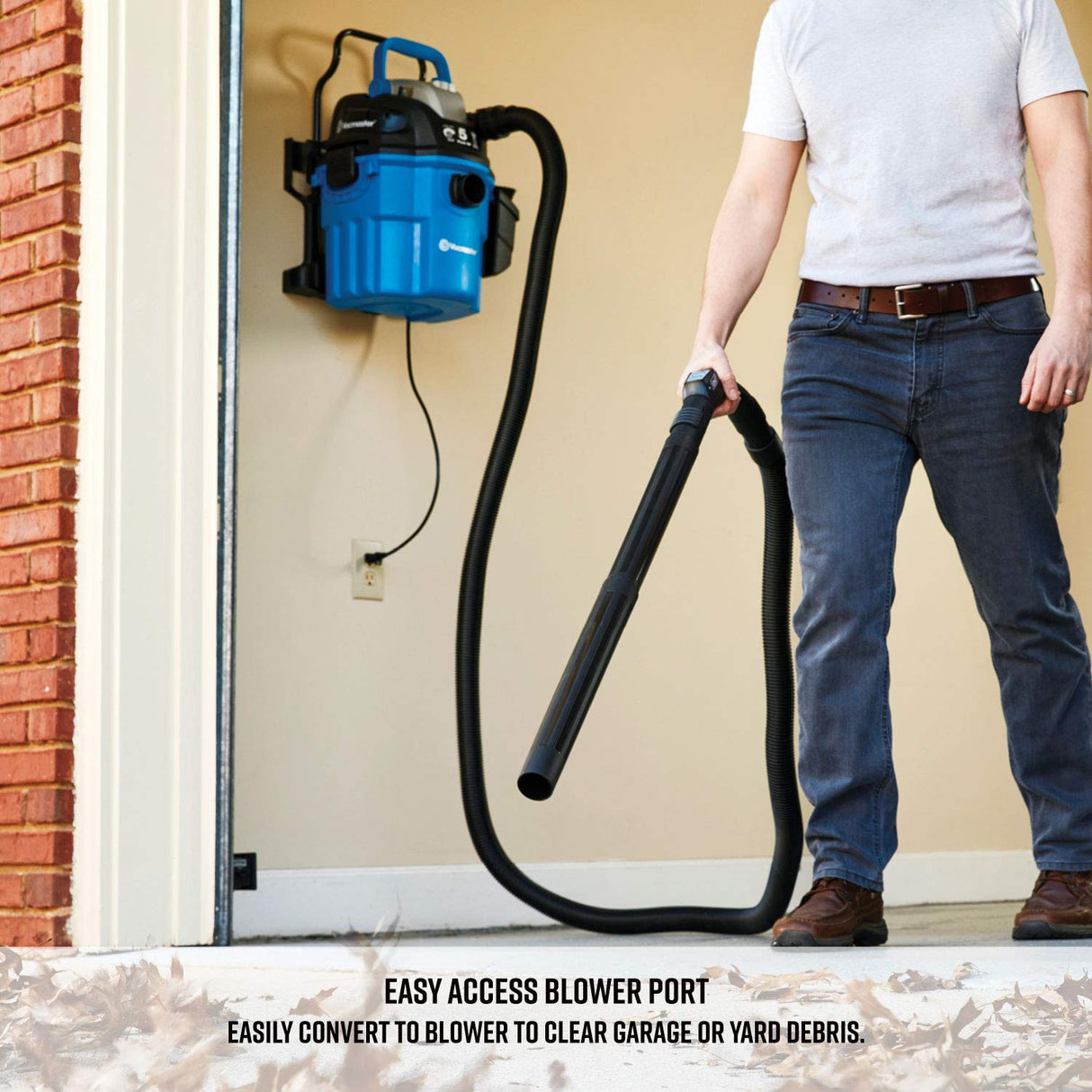 Vacmaster VWM510 5-Gallon 5 Peak HP Remote Control Wall Mount Wet/Dry Shop Vacuum , Blue Vacmaster