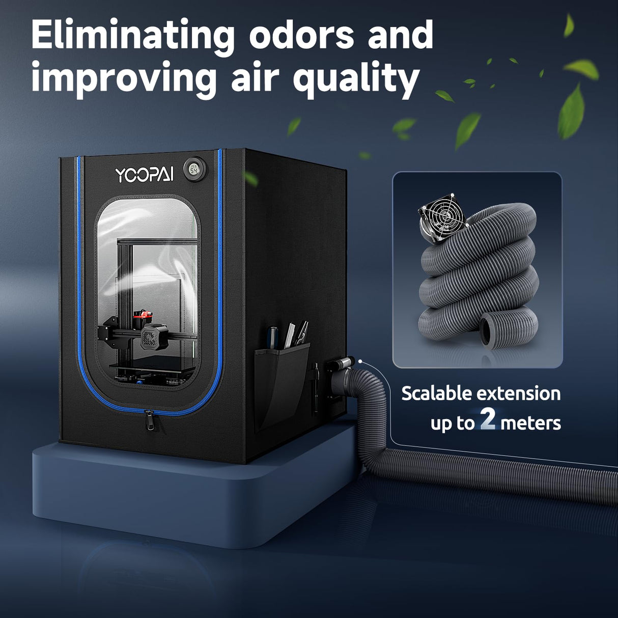 3D Printer Enclosure with LED Light,Thermo-Hygrometer,Ventilation Kit, Premium Fireproof Dustproof Tent Constant Temperature Protective Cover for YOOPAI