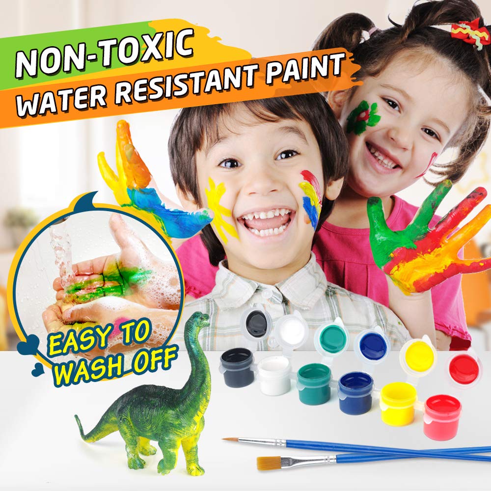BAODLON Kids Arts Crafts Set Dinosaur Toy Painting Kit - 10 Dinosaur Figurines, Decorate Your Dinosaur, Create a Dino World Painting Toys Gifts for BAODLON