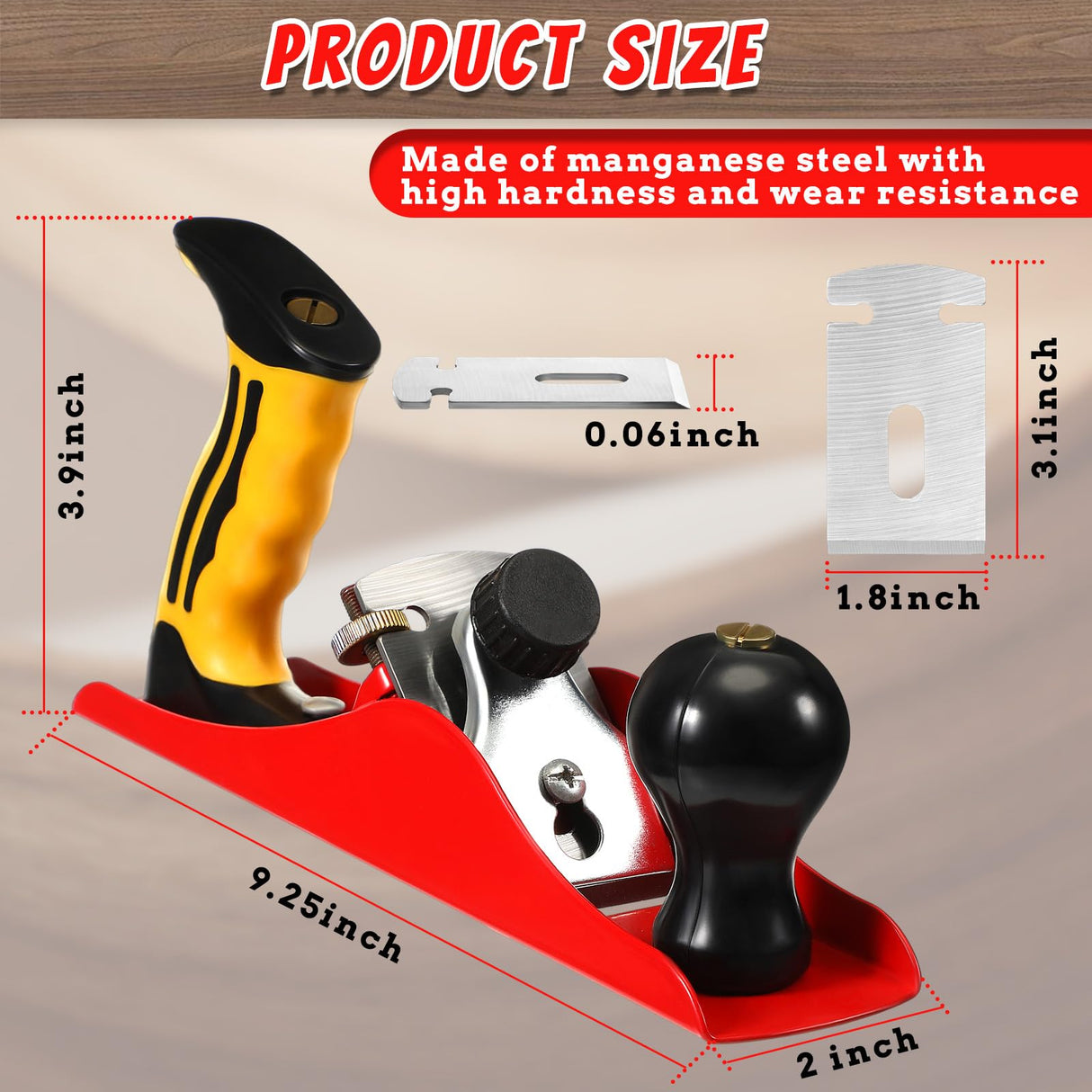 Lanties Hand Planer with 2 Inch Blade Adjustable Smoothing Wood Plane Universal Bench Plane for DIY Door Installation Woodworking Trimming Lanties