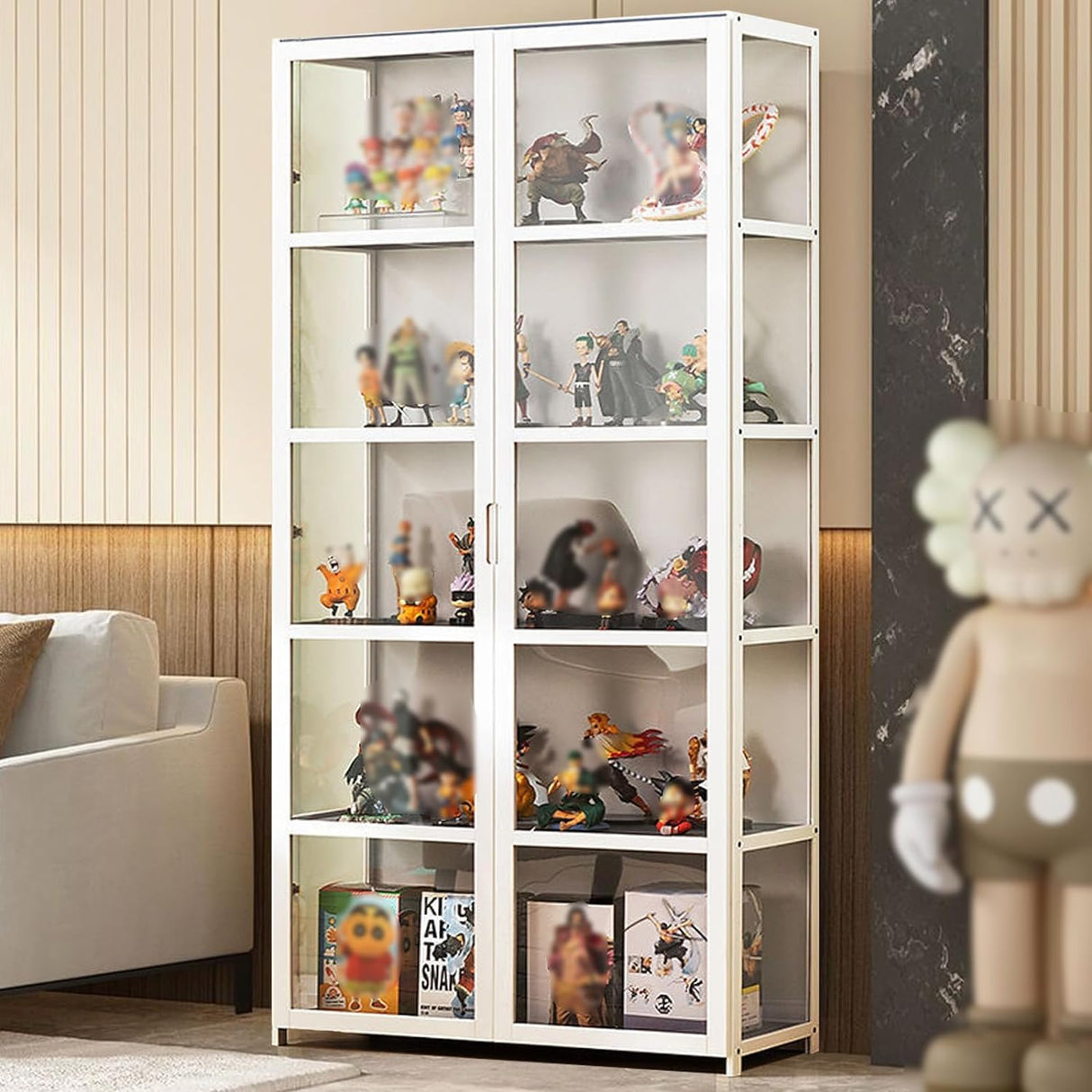 BYSIECD Acrylic Curio Display Cabinet with 5-Tier Shelves for Organising Collectibles and Toys BYSIECD