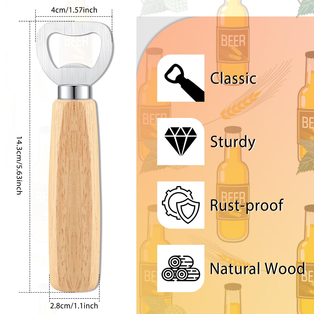 24pcs Bottle opener Beer Opener with Wooden Handle for engraving Cider Wine Bottle Opener Party Wedding Gifts YFANITI