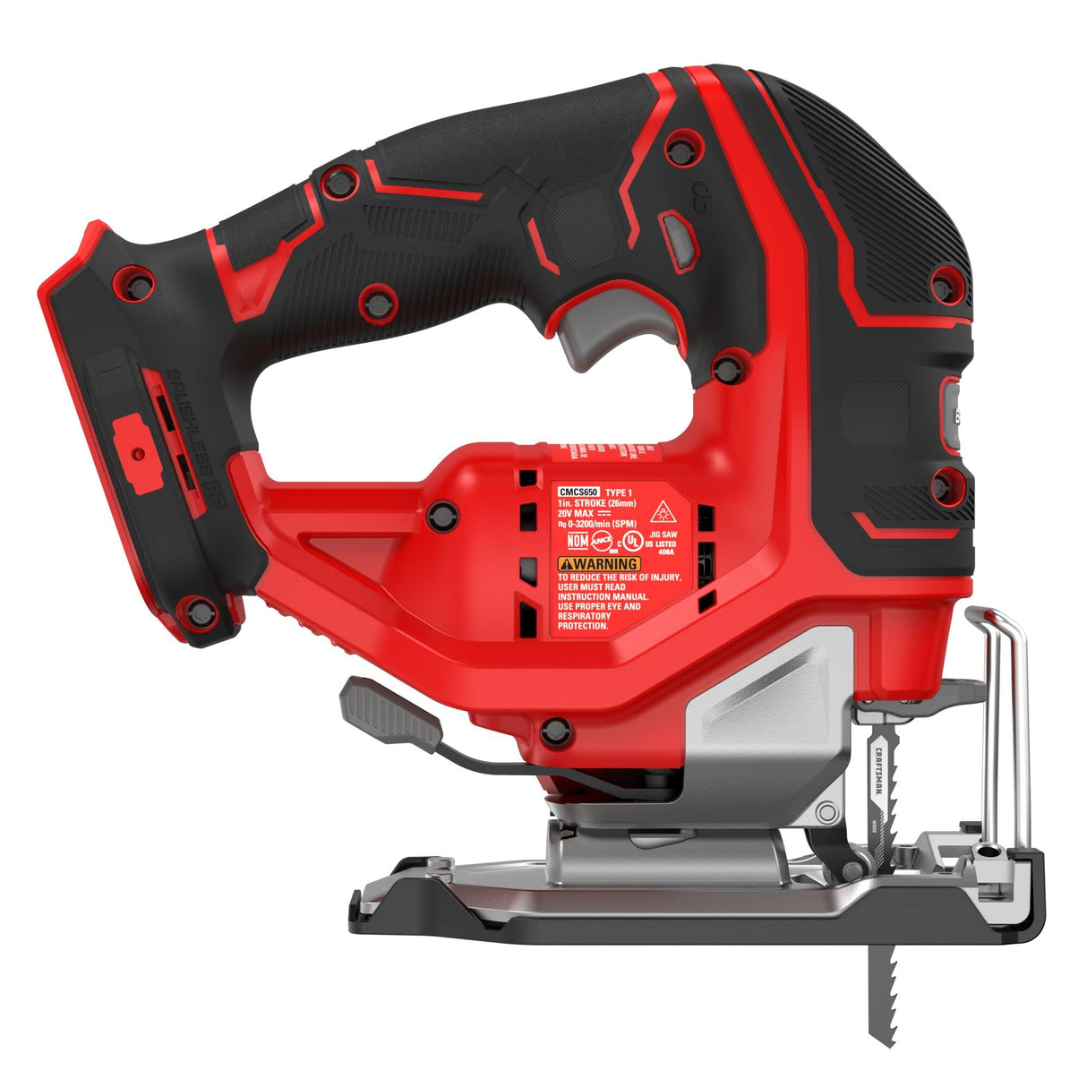 CRAFTSMAN V20 RP Cordless Jig Saw, 3 Orbital Settings, Up to 3,200 SPM, Variable Speed Keyless, Bare Tool Only (CMCS650B) Craftsman