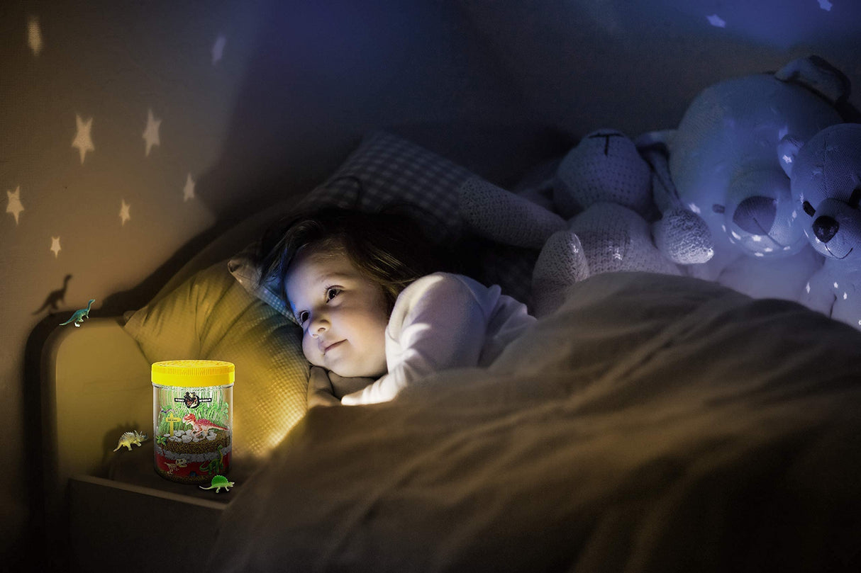 Dino World Terrarium Kit for Kids - LED Light in Lid - Dinosaur Toys for Boys & Girls Age 3, 4, 5, 6, 7, 8+ Year Old Boy and Girl Gifts - Dinosaur Dan&Darci