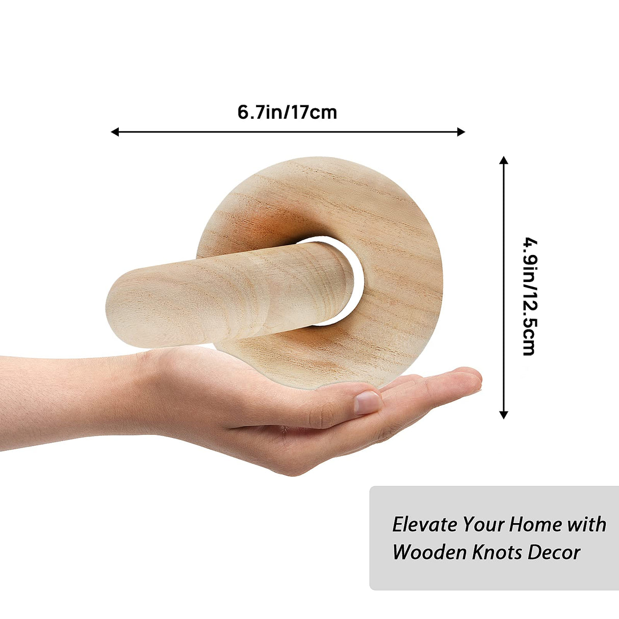 POPRHINO Wood Chain Decor, 2-Link Decorative Chain Hand Carved Boho Wood Knot Decor for Bookshelf Desk Living Room Coffee Table Farmhouse Wood Decor POPRHINO