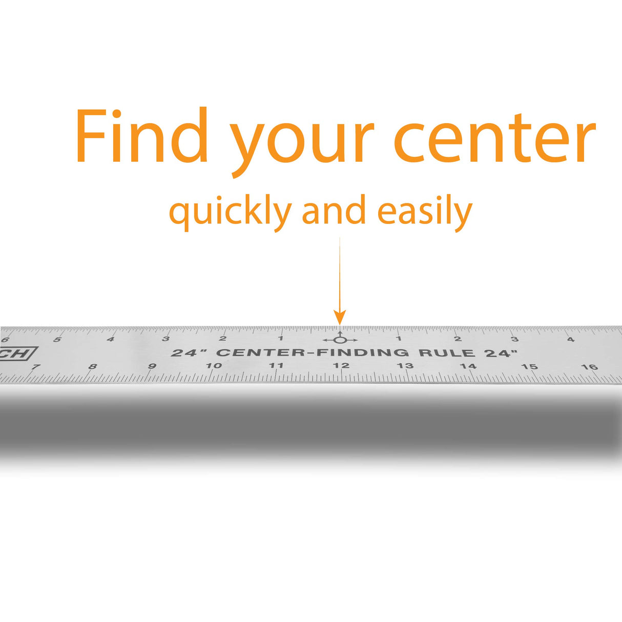 Stainless Steel Center Finding Ruler. Ideal for Woodworking, Metal Work, Construction and Around The Home (24" Ruler) Peachtree Woodworking Supply
