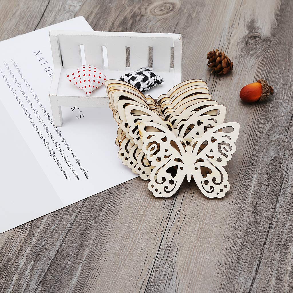 Natural Wood Slices Unfinished Wood 10pcs Laser Cut Wood Butterfly Embellishment Wooden Shape Craft Wedding Decor Misright