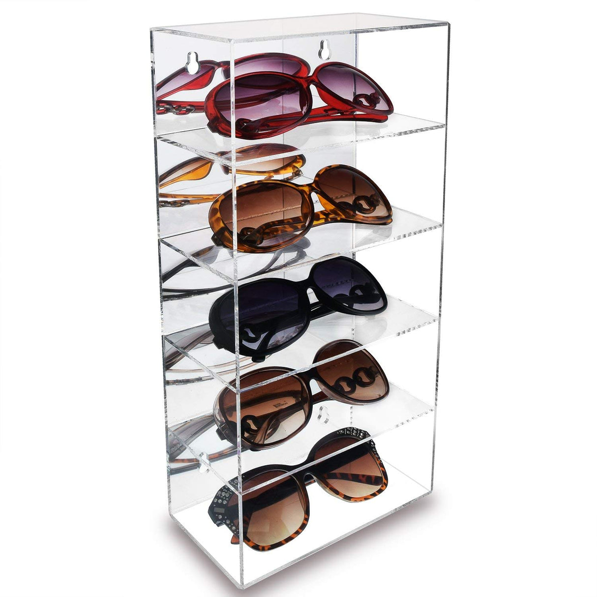 Ikee Design Mirrored Back Acrylic Display Case, 5-Level Collection Display Case for Mini Funko Pop Figures, Sunglasses Rack, Freestanding or Ikee Design