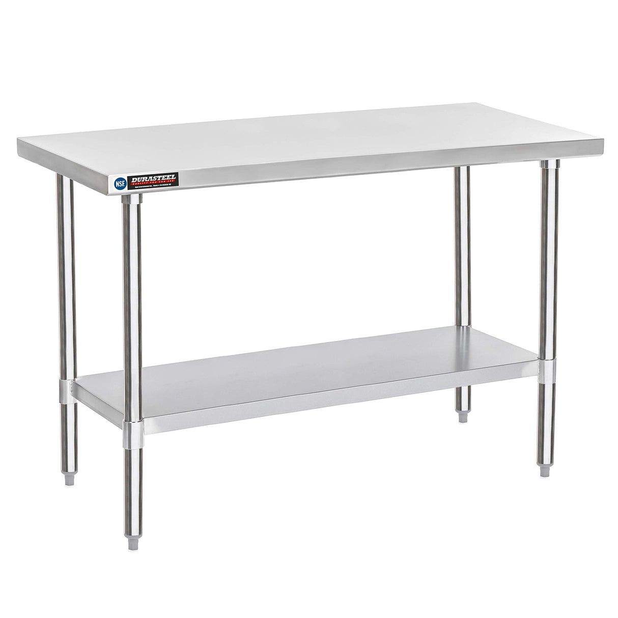Food Prep Stainless Steel Table - DuraSteel 30 x 60 Inch Commercial Metal Workbench with Adjustable Under Shelf - NSF Certified - For Restaurant, DuraSteel