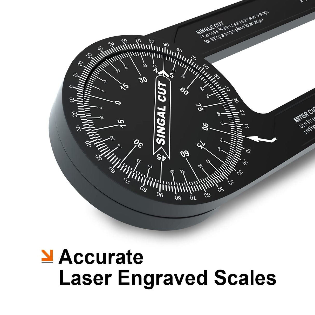 Mecurate Aluminum Miter Saw Protractor, 7.3-Inch Angle Finder Featuring Precision Laser Engraved Scales Woodworking Lightning Measure Tool with 360 Mecurate