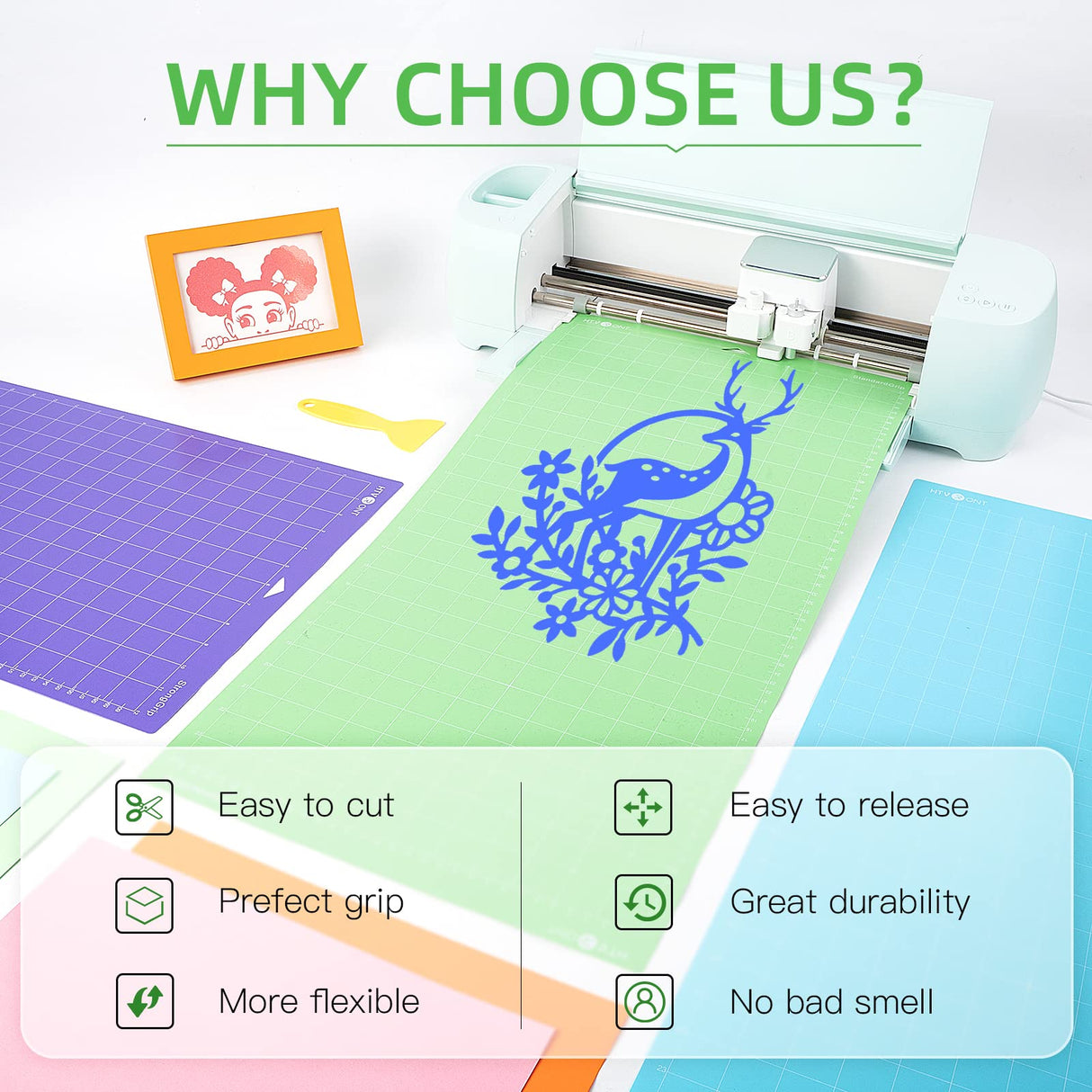 HTVRONT Cutting Mat for Cricut, 3 Pack Cutting Mat 12x24(StandardGrip, LightGrip, StrongGrip) for Cricut Explore Air 2/Air/One/Maker, Variety HTVRONT