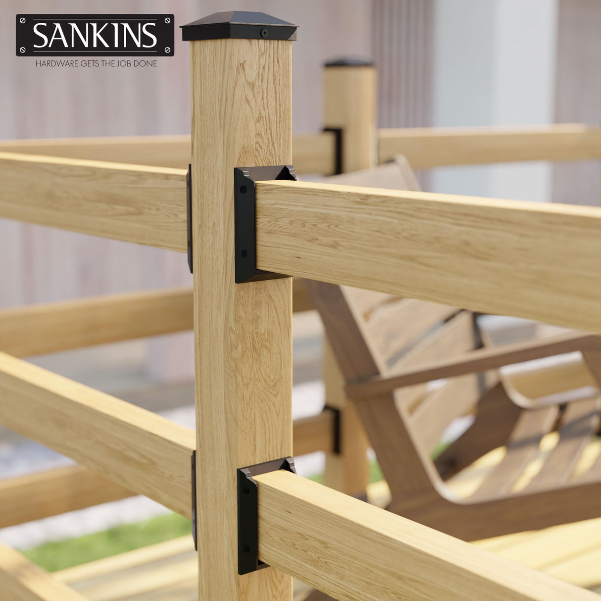 SANKINS 10pcs Deck Railing Bracket Connectors for 2x4, Deck Railing Kit Durable PP Plastic, Brackets for Connection of Wooden Deck Railing Posts, SANKINS