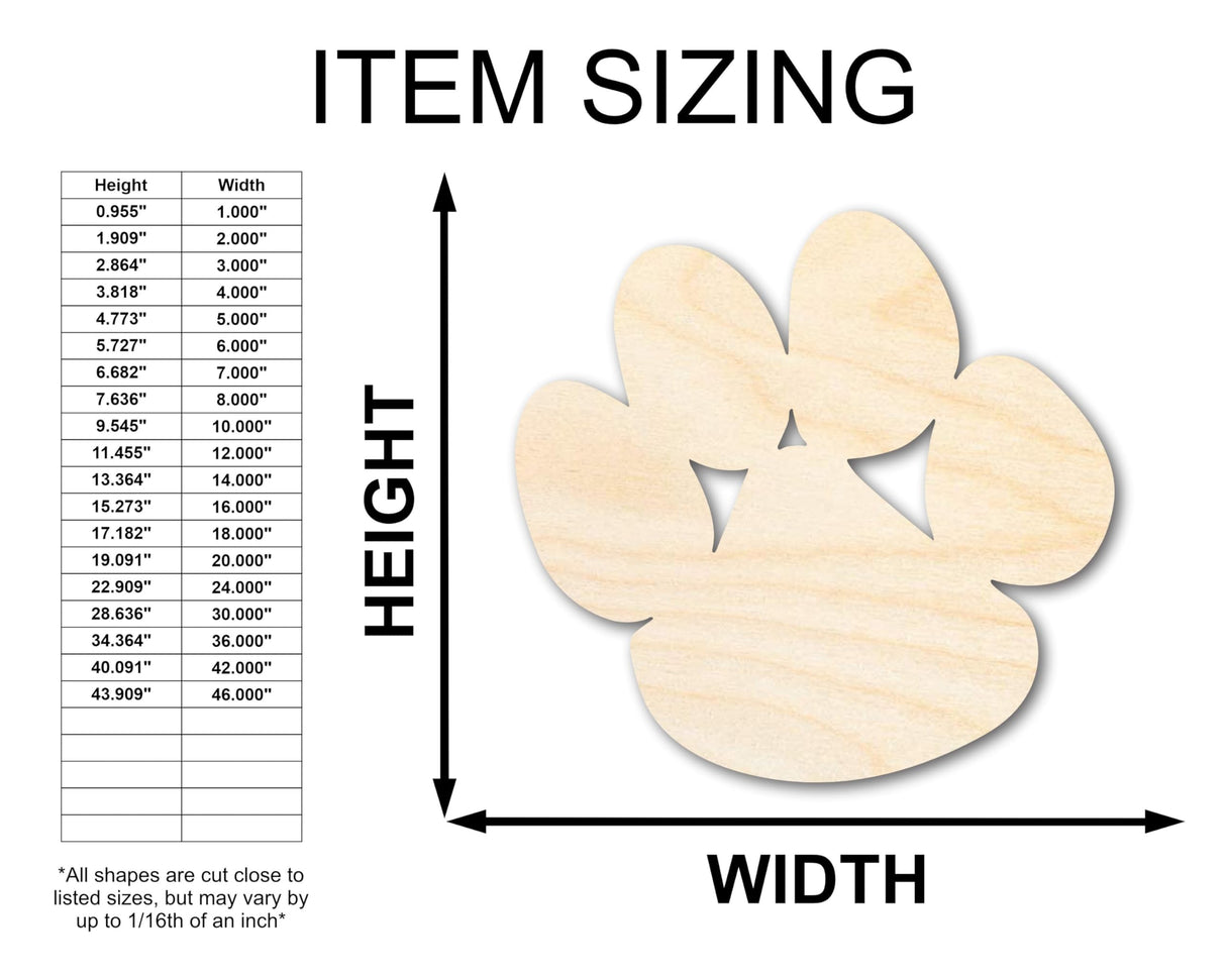 Unfinished Wood Bear Paw Shape - Craft - up to 36" 4" / 1/4" 24 Hour Crafts