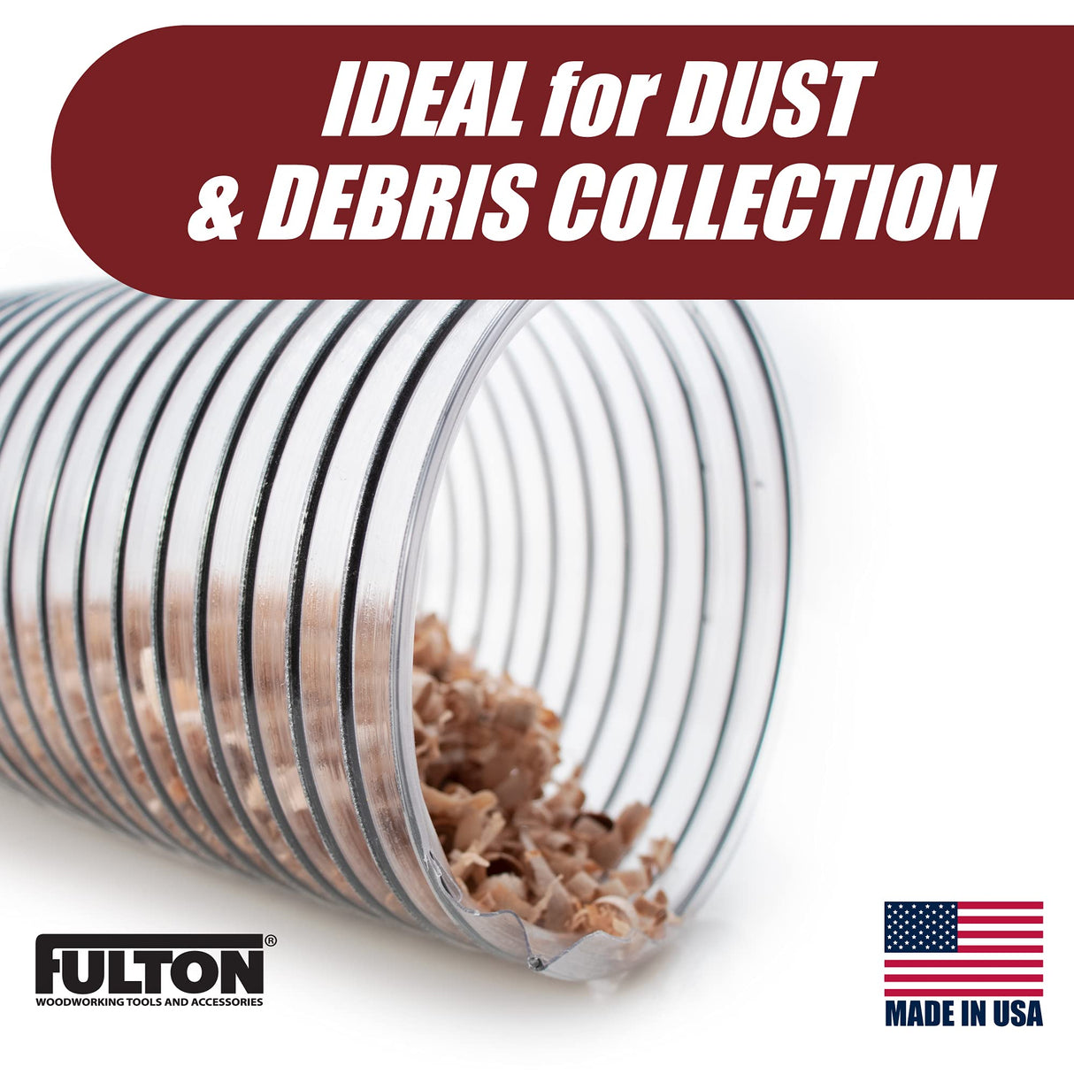 2 1/2" x 20' Clear PVC Dust Collection Hose For Use with Dust Collectors with 2-1/2" Ports. Ideal for Shop Vacuums Fulton