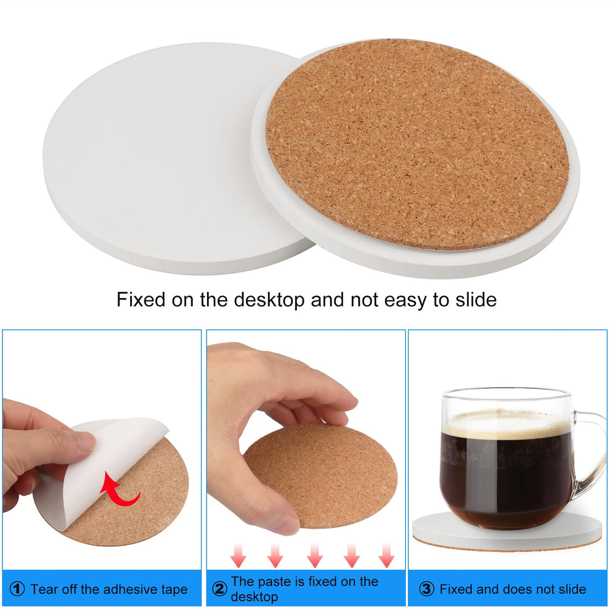 30 Pieces 4 Inch Round Blank Ceramic Coasters, Unglazed Ceramic Tiles Coasters, Ceramic Tiles with Cork Backing Pads for Painting, DIY Crafts, GNIEMCKIN