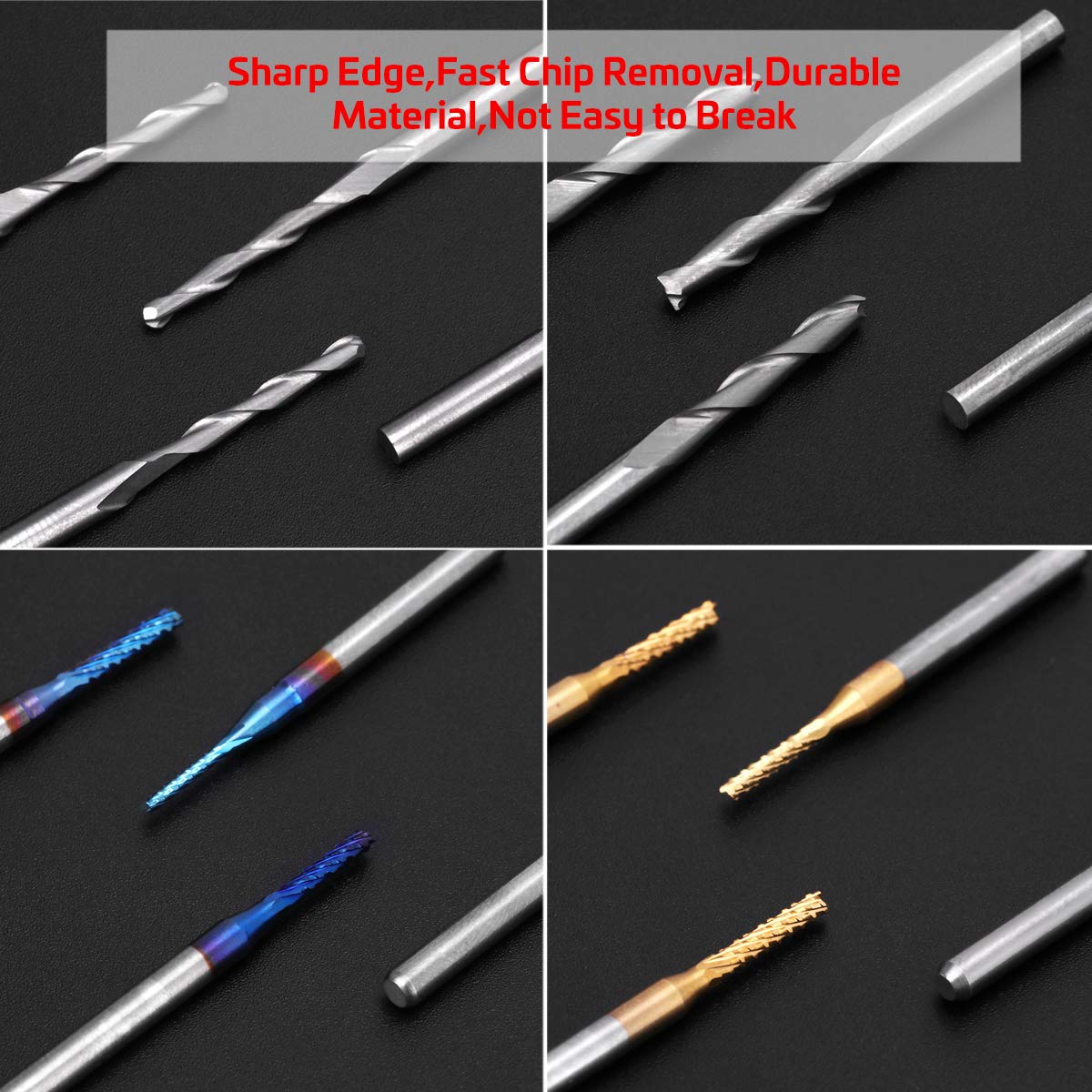 40Pcs End Mills CNC Router Bits Set 1/8" Shank, Mcwdoit CNC Machine Cutting Milling Tool Engraving Cutter Including Flat Nose/Ball Nose End Mill, mcwdoit