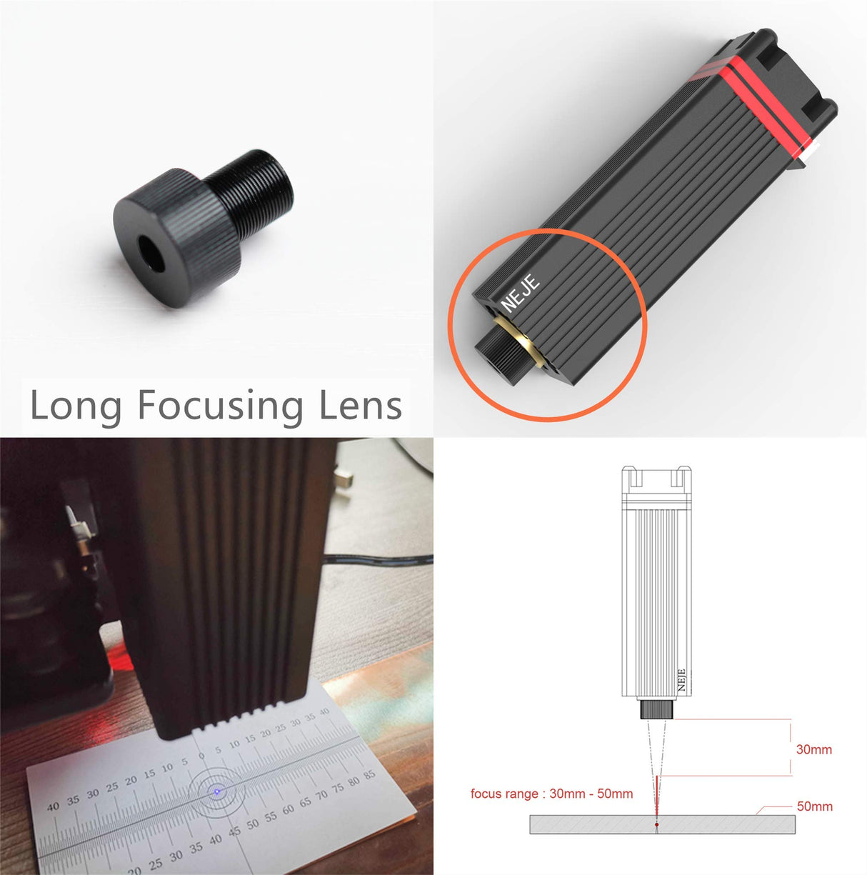 NEJE Laser Module Head Focusing Lens Collimating Coated Replacement Glass Lens for 20W / 30W Laser Cutting Module NEJE