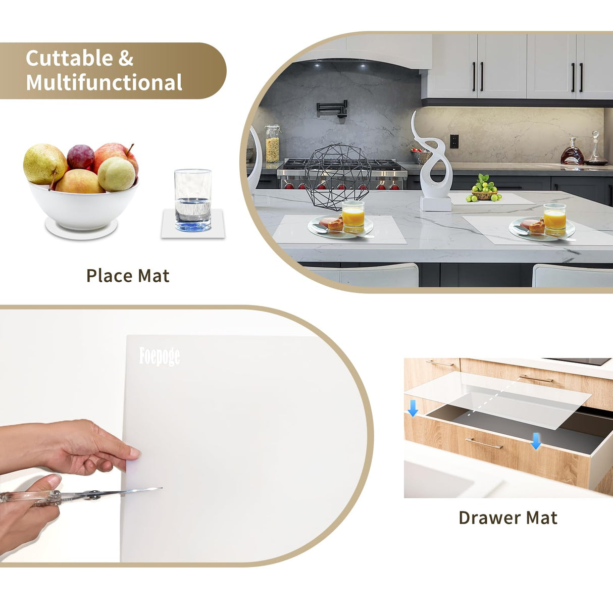 49.2" x 15.7" Large Silicone Mat for Kitchen Counter Protector, Cuttable Silicon Countertop Protector Mat Heat Resistant Mats for Countertop, Cut to Foepoge