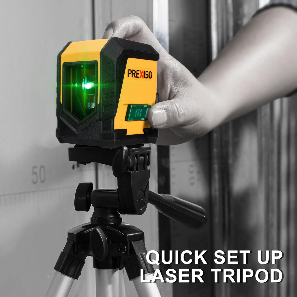 PREXISO Laser Level with Tripod, 65Ft Self Leveling Cross Line Laser Level, Green Line leveler Tool for Hanging Pictures, Floor Tile, Home Renovation Prexiso