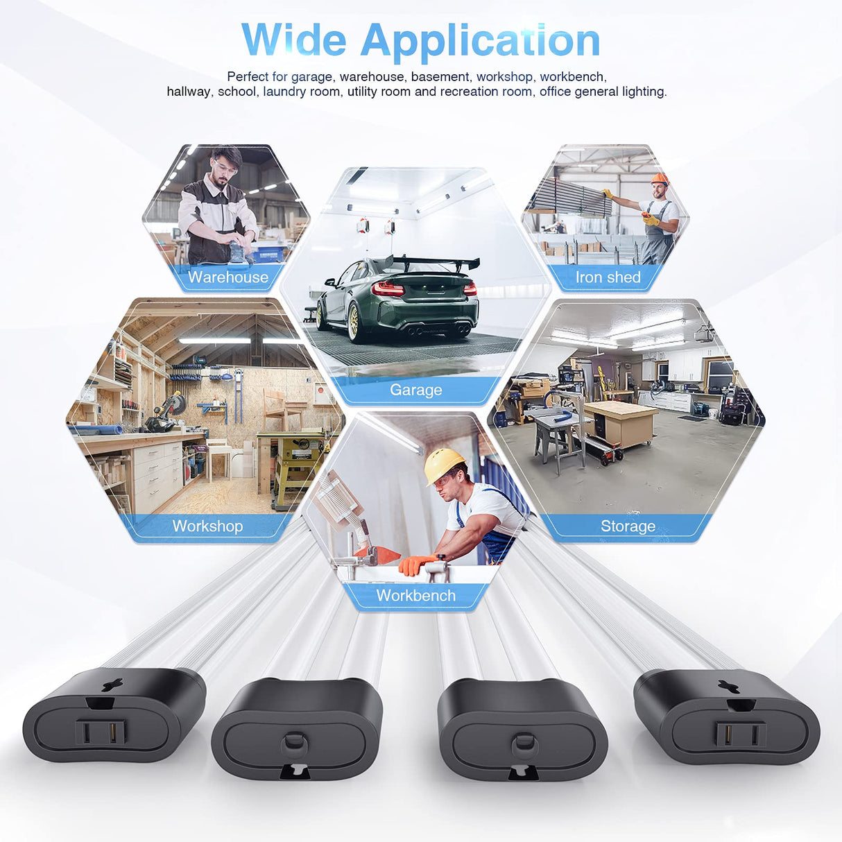 Ensenior 10 Pack Linkable Led Shop Light 4ft for Garage, 4400 High Lumens, 36W Equivalent 280W, 5000K Daylight, 48 Inch Utility shop led lights, Ensenior